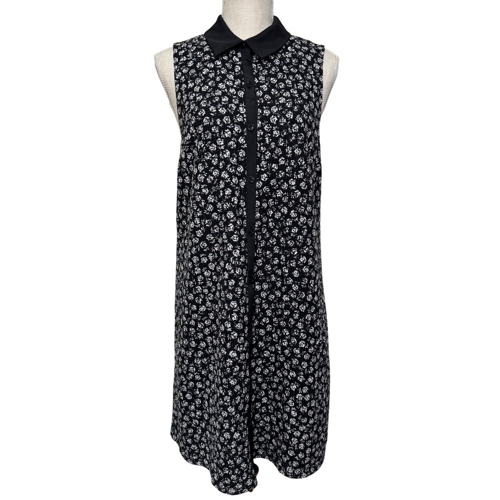 Betsey Johnson Chiffon Collar Trapeze Dress 10 Black/White